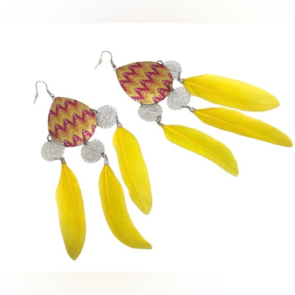 🔥BOHO FEATHER EARRINGS 🔥 NWT🏷 - Picture 2 of 12